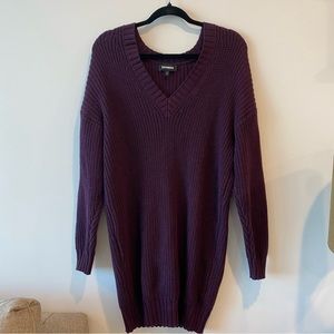 Express Chunky Knit Sweater Dress Plum Size Small